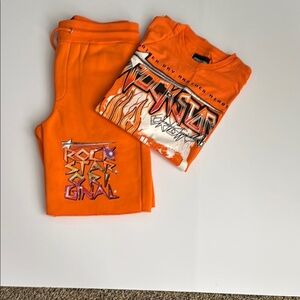 Men's Orange Graphic Set